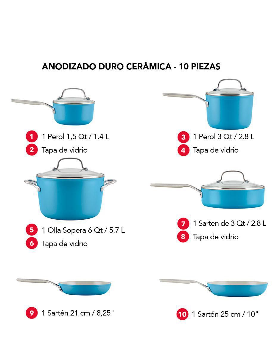 Batería de cocina 84815 de aluminio anodizado antiadherente cerámica 10 piezas 7