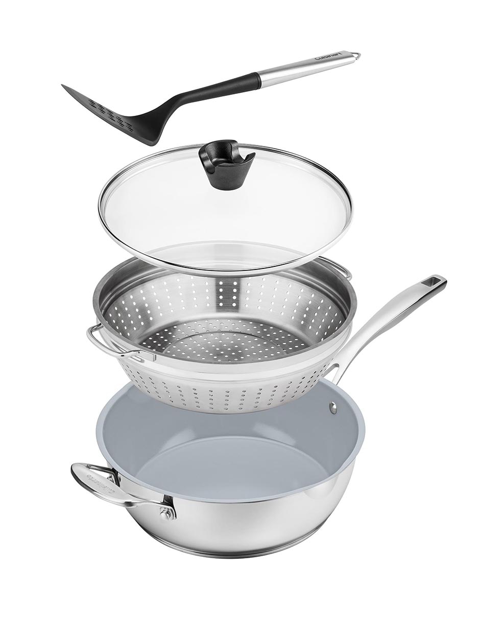 Sartén Wok con tapa Advantage de acero inoxidable 2