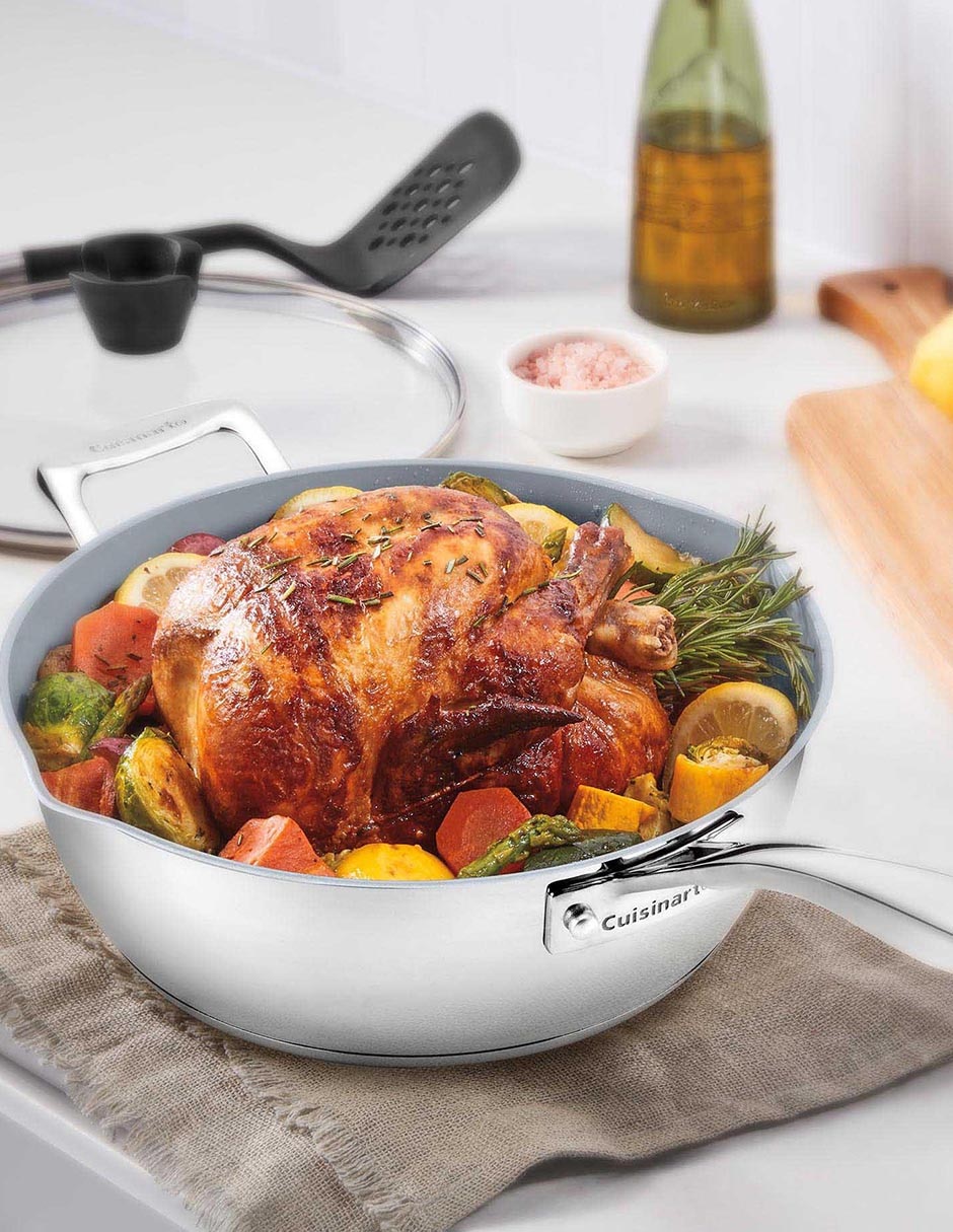 Sartén Wok con tapa Advantage de acero inoxidable 3