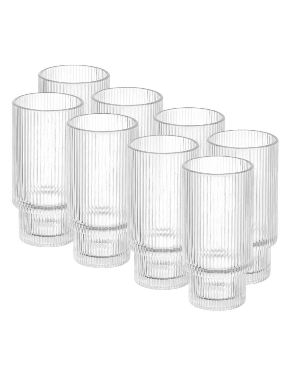 Set de vasos para agua de vidrio con 8 piezas