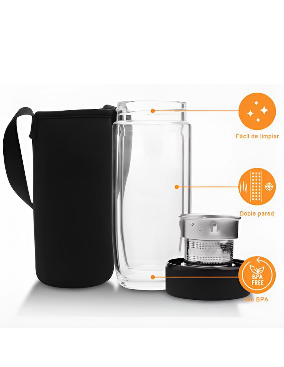 Termo infusor de vidrio con tapa rosca 300 ml