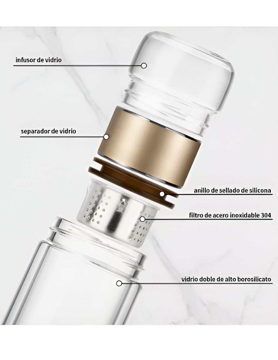 Termo infusor de vidrio con tapa rosca 280 ml