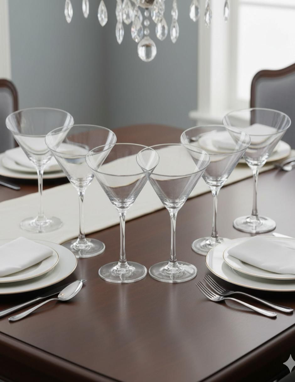 Set de copas para martini Martin´s de cristal 6 piezas