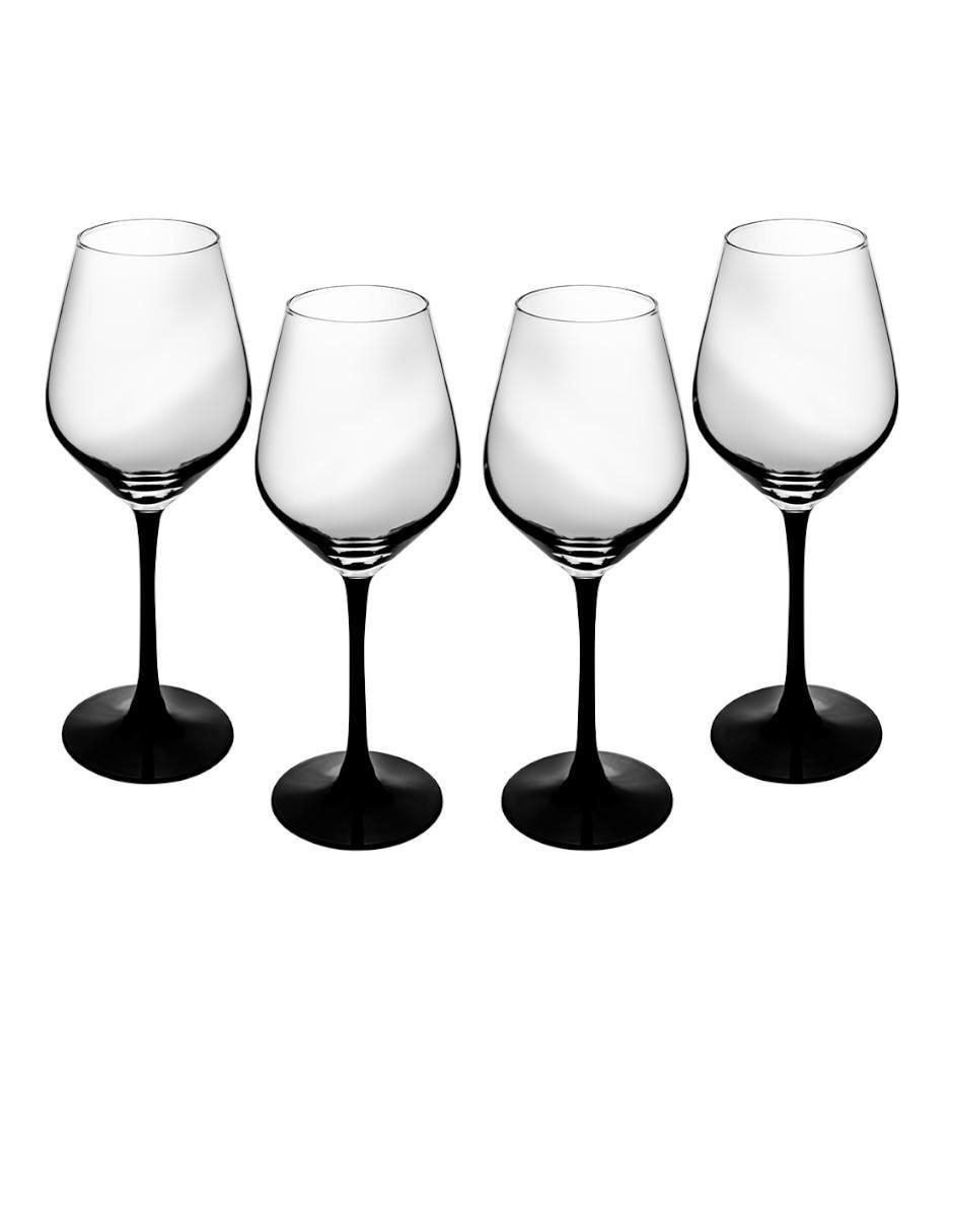 Set de copas para vino blanco Base Negra de cristal 4 piezas Set de copas para vino blanco Base Negra de cristal 4 piezas