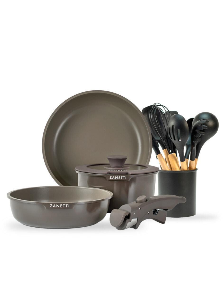 Batería de cocina de aluminio antiadherente sin PFOA 17 piezas Batería de cocina de aluminio antiadherente sin PFOA 17 piezas