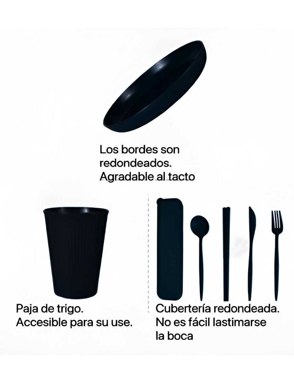 Vajilla cerrada de bambú para 4 personas 3