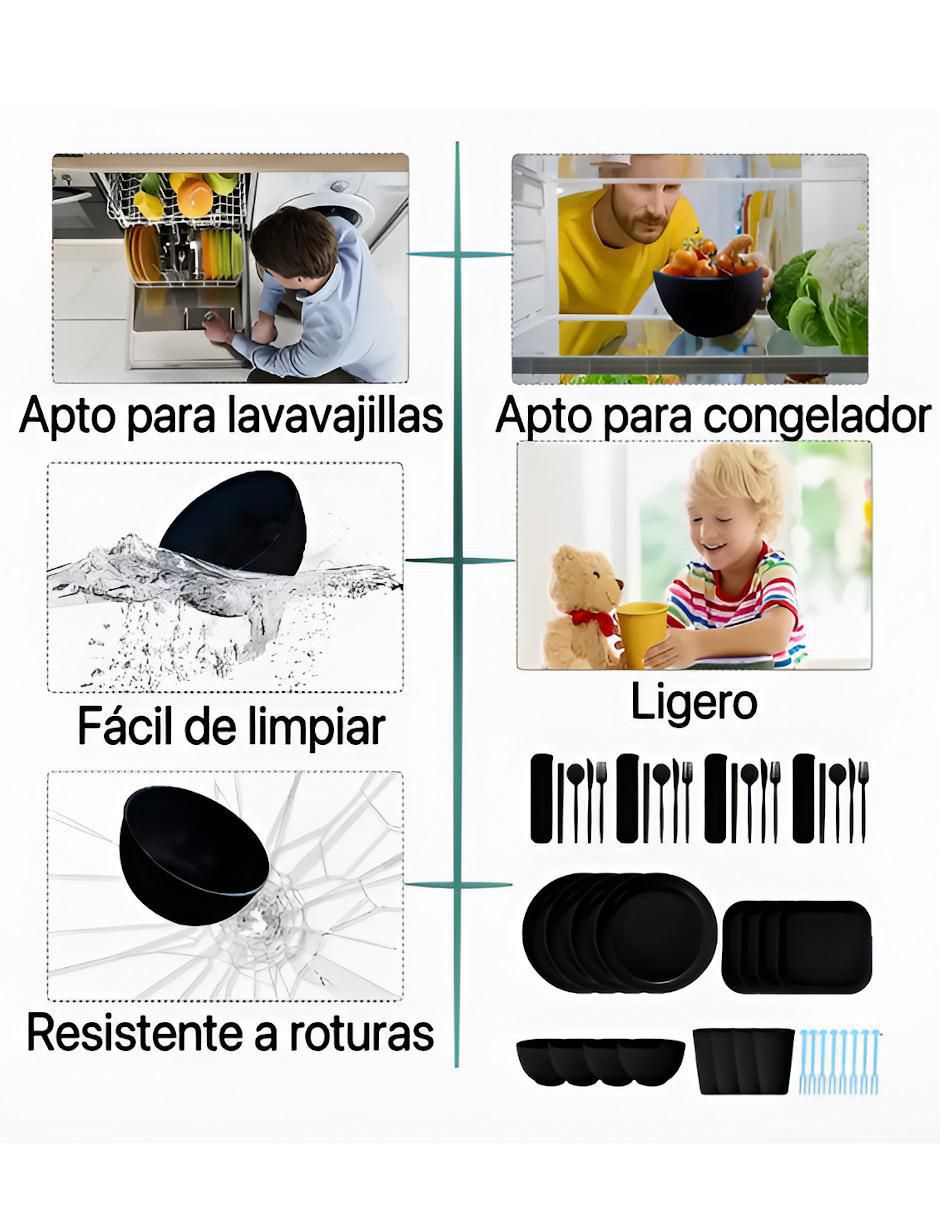Vajilla cerrada de bambú para 4 personas 2