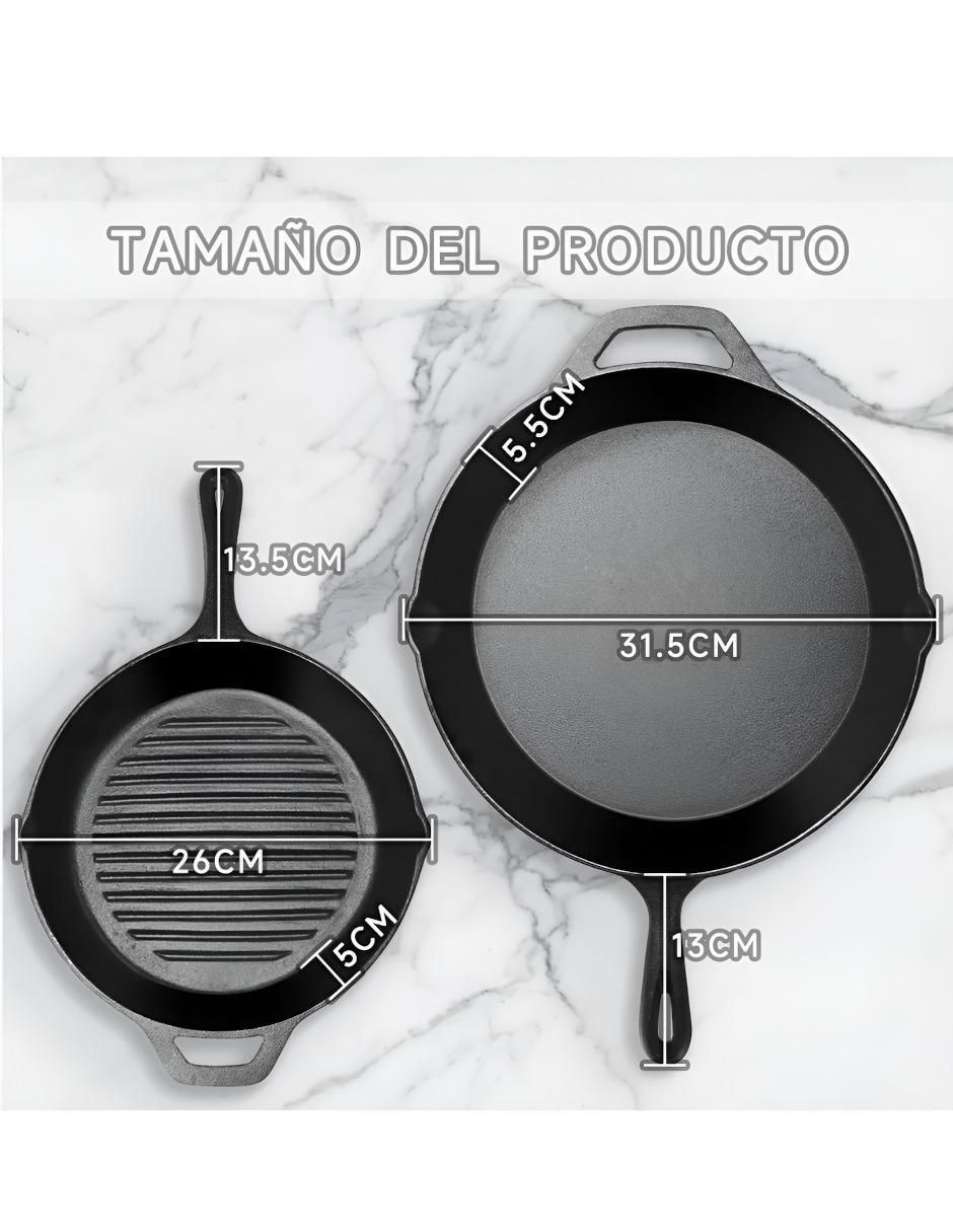 Set de sartenes Xtellar de hierro fundido 3 piezas