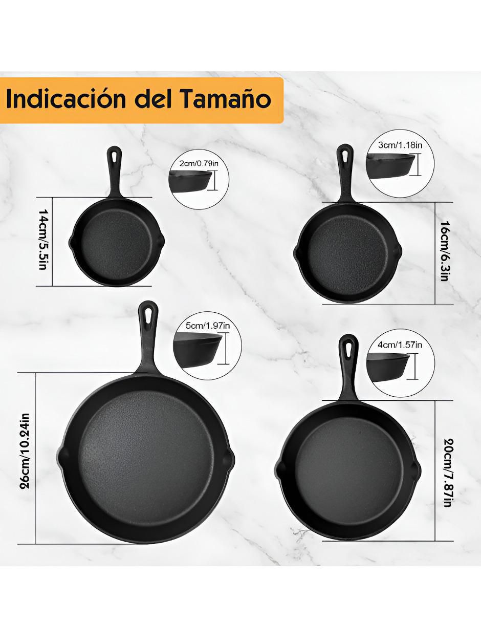 Set de sartenes de hierro 4 piezas 4