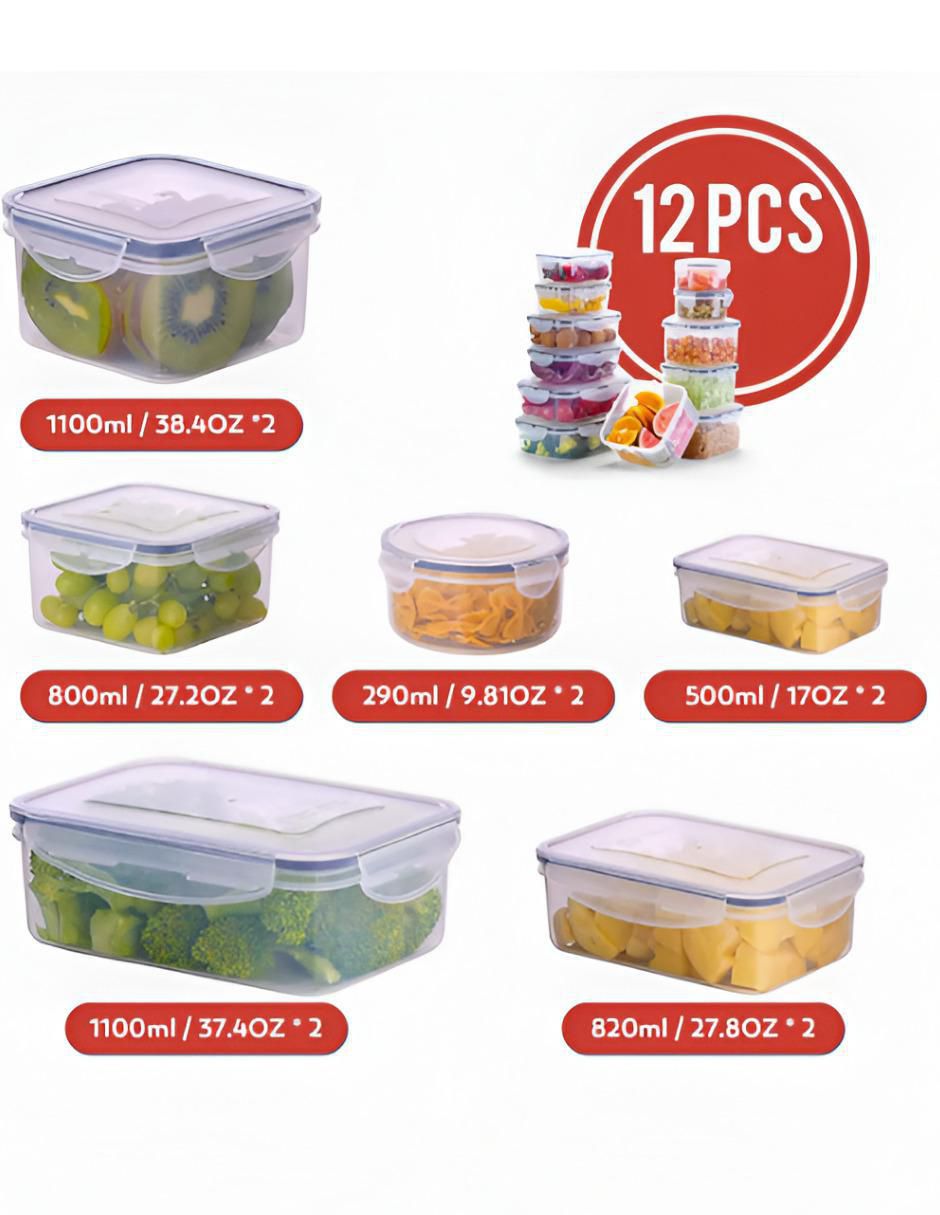 Set contenedores de plástico 12 piezas