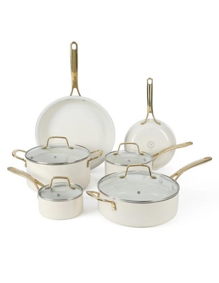 Batería de cocina Lockton aluminio esmaltado antiadherente cerámica 10 piezas 1