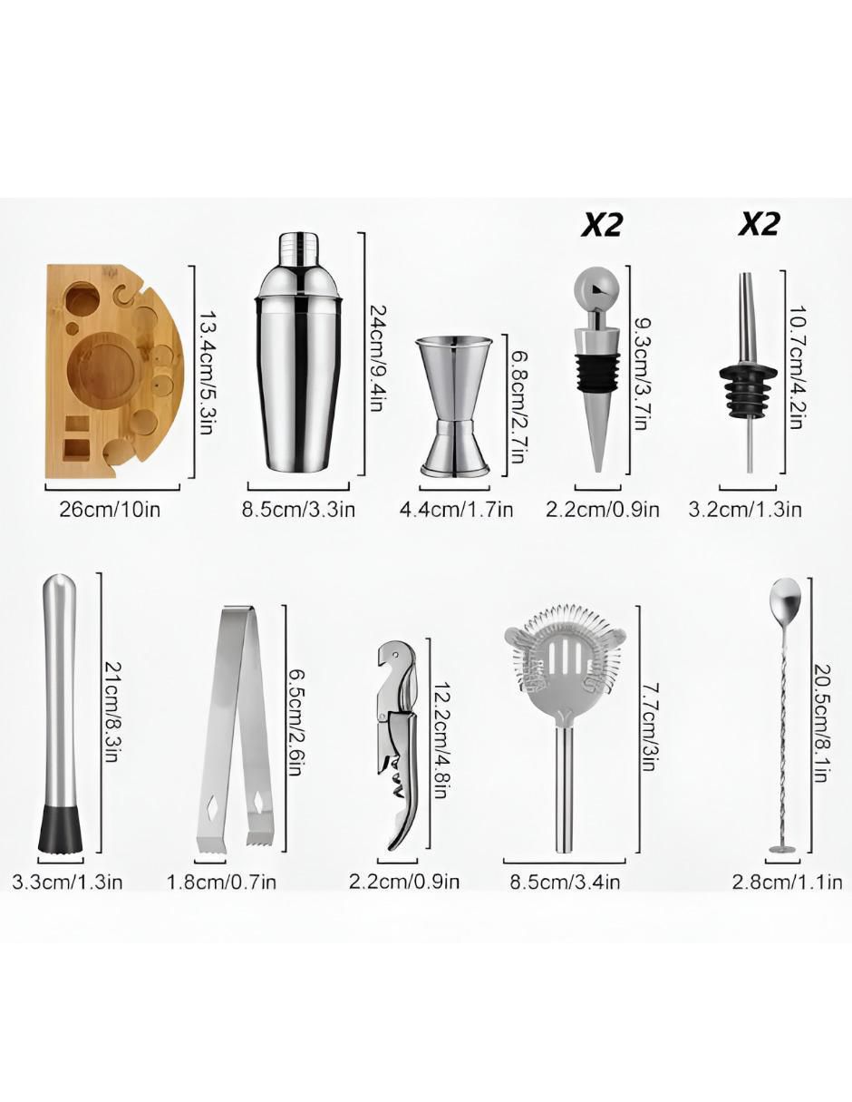Set bar de acero inoxidable