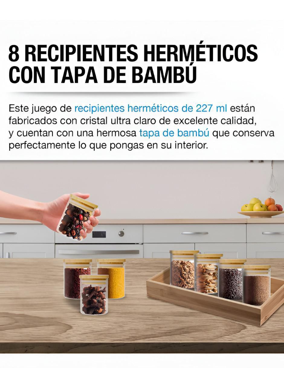 Set contenedores de vidrio 8 piezas