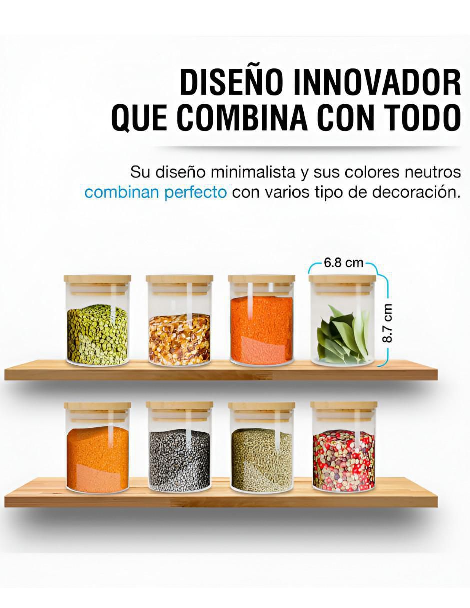 Set contenedores de vidrio 8 piezas