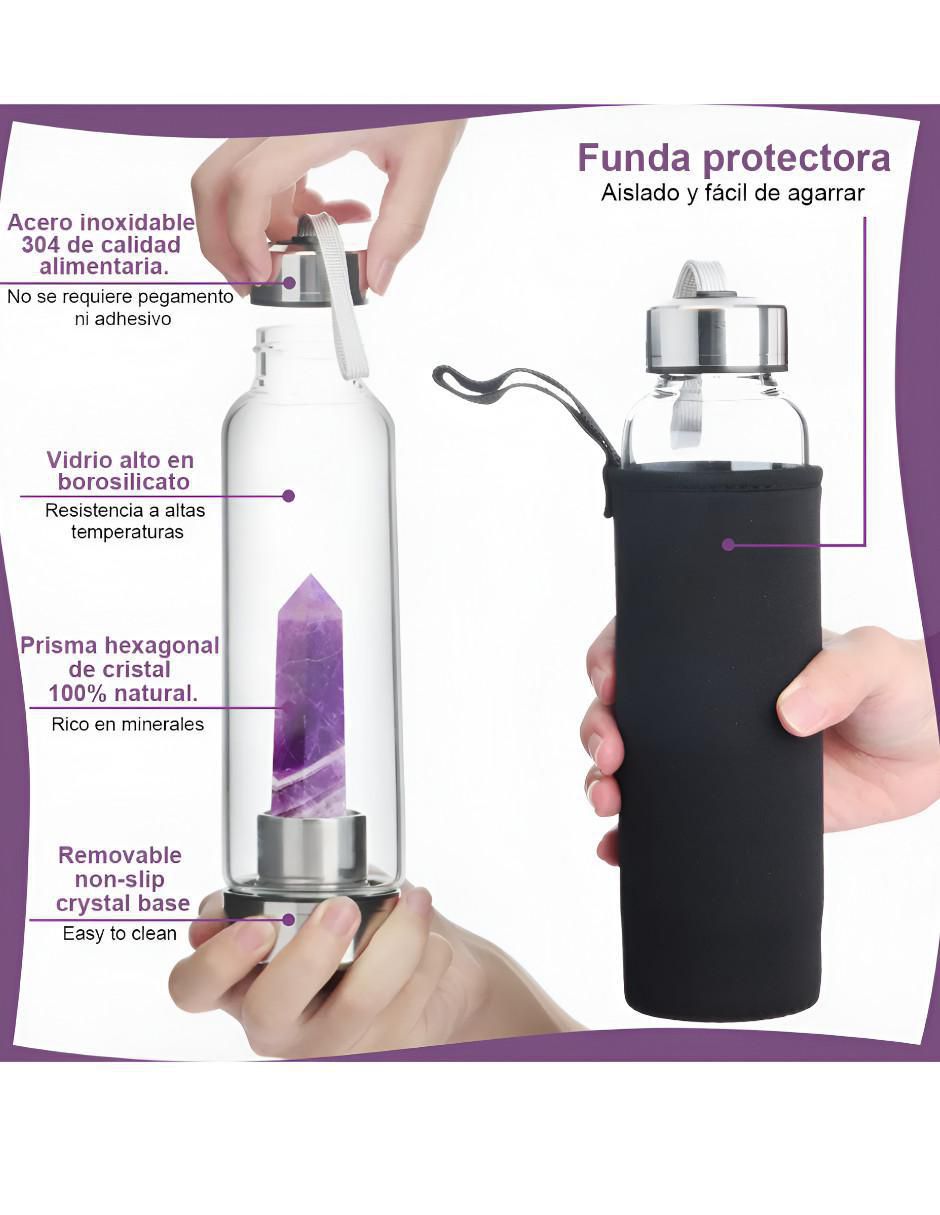 Botella de agua de vidrio con tapa rosca 560 ml