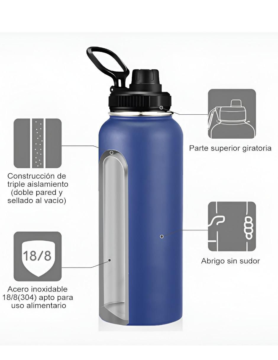 Termo de acero inoxidable con tapa rosca 1.2 L