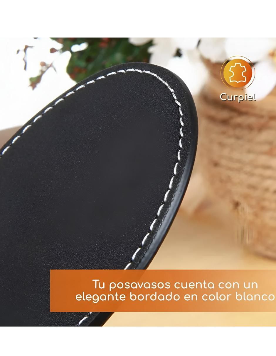 Set de portavasos de cuero 8 piezas 3