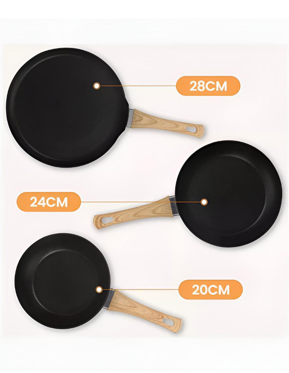 Set de sartenes de aluminio 3 piezas 5