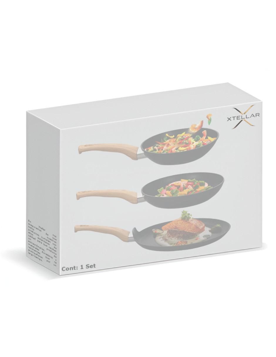 Set de sartenes de aluminio 3 piezas