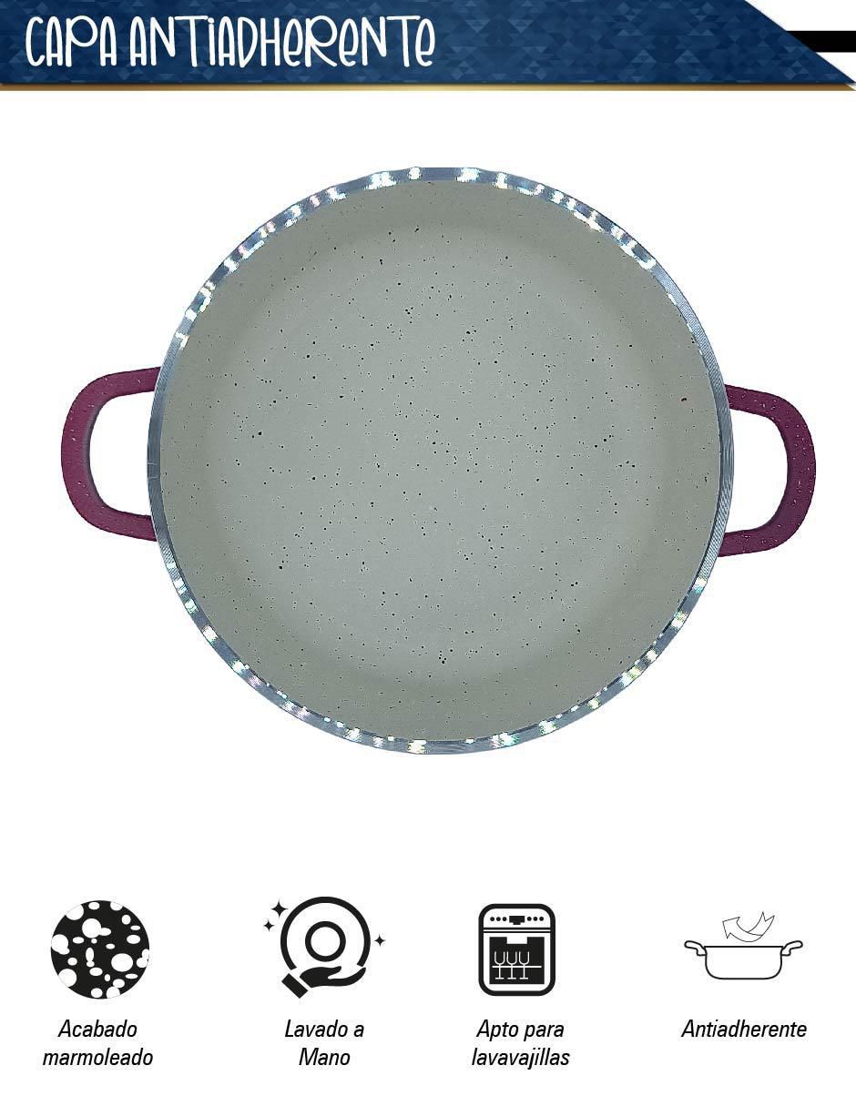 Batería de cocina de aluminio fundido antiadherente minerales naturales 10 piezas