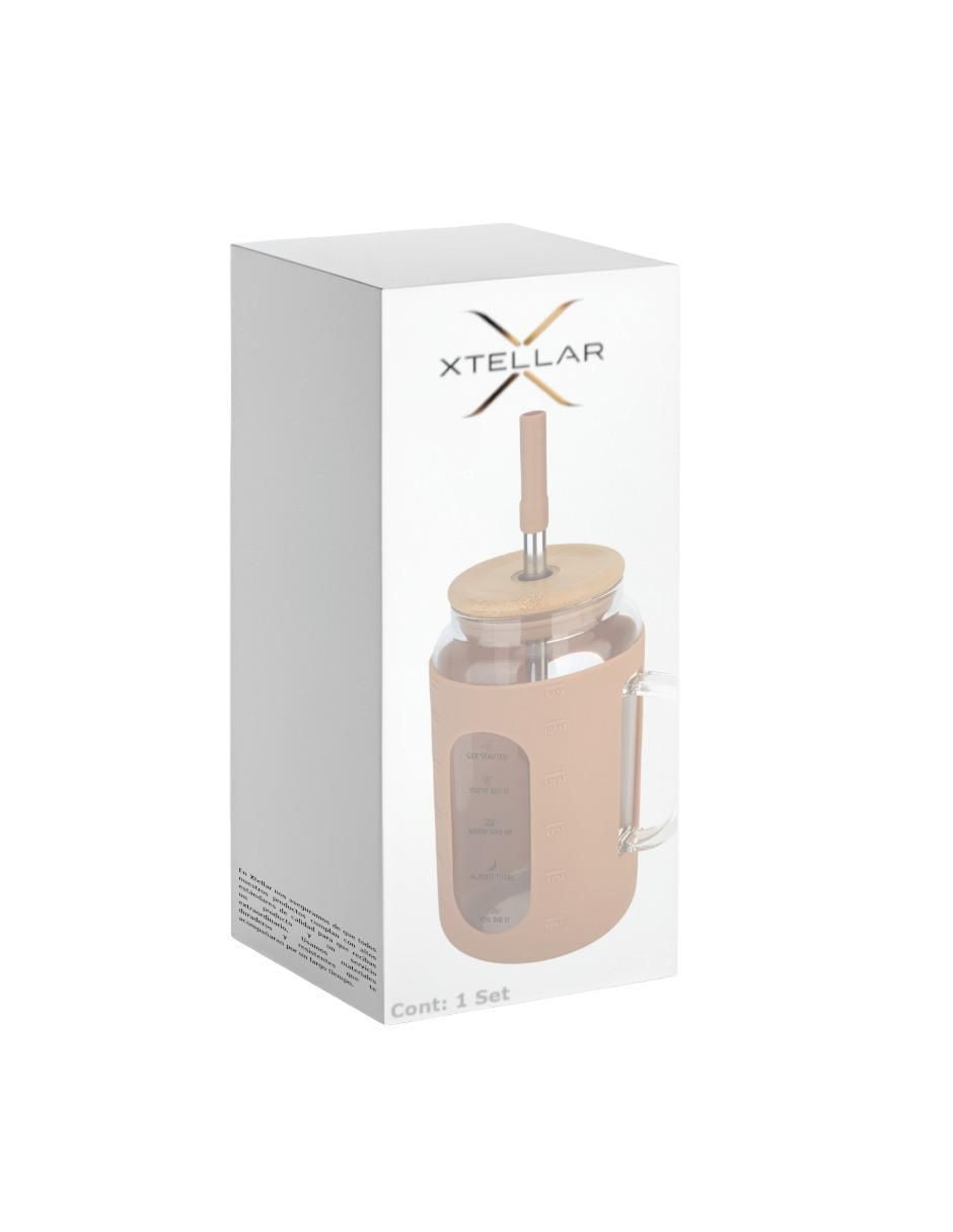 Set de vasos con tapa y popote de vidrio con 3 piezas 4