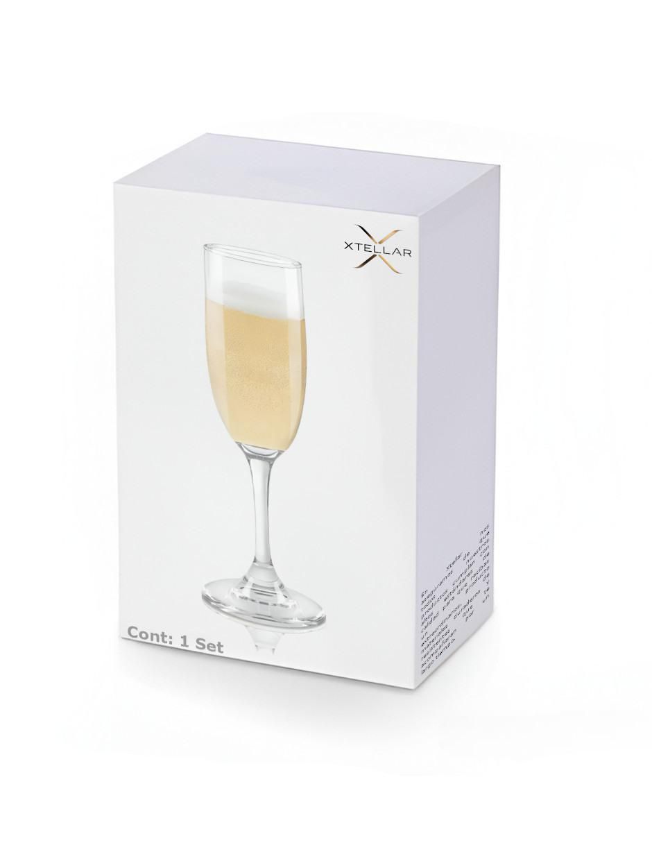 Set de copas para champán de cristal 6 piezas