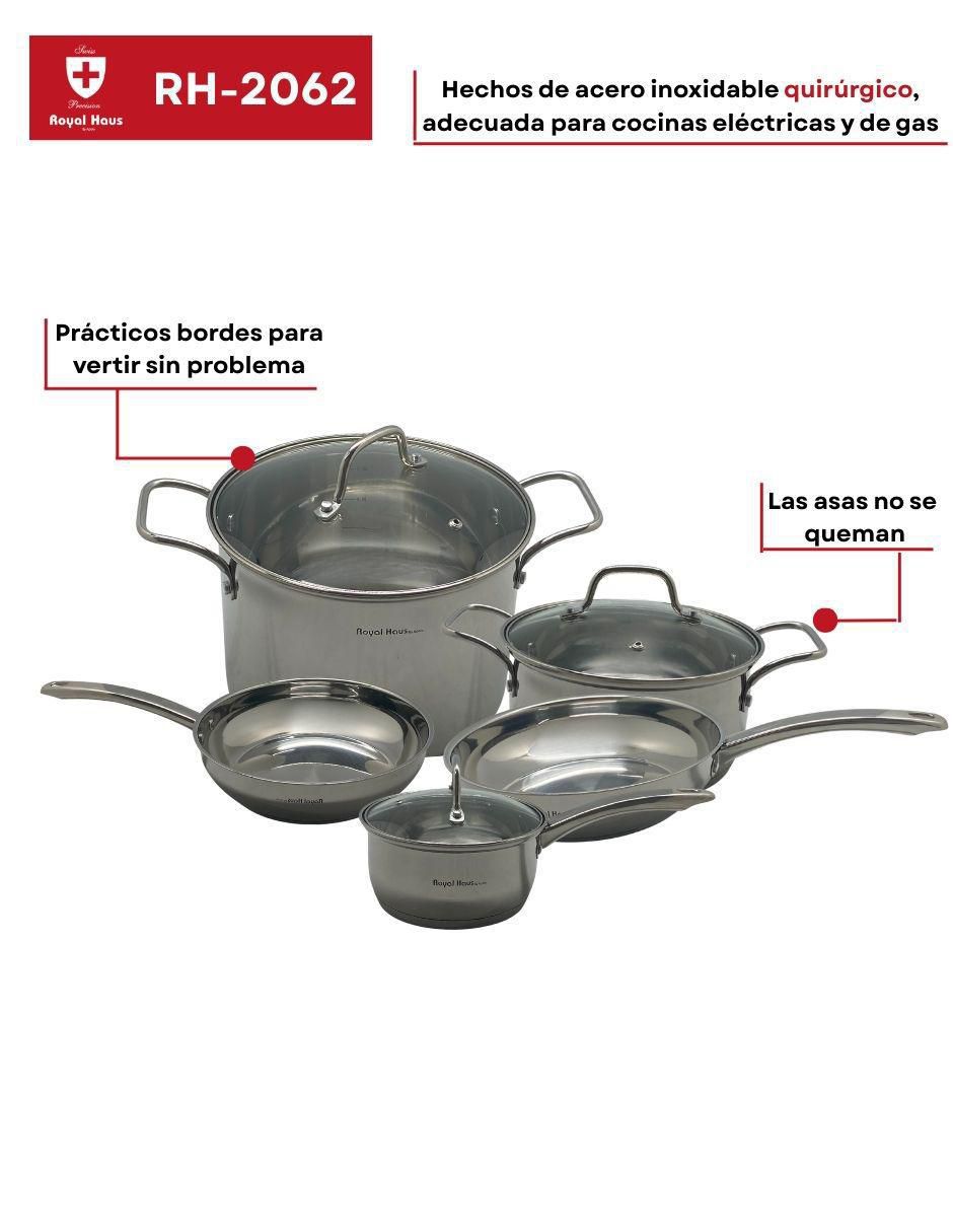 Batería de cocina diamond de acero inoxidable antiadherente convencional 8 piezas 3