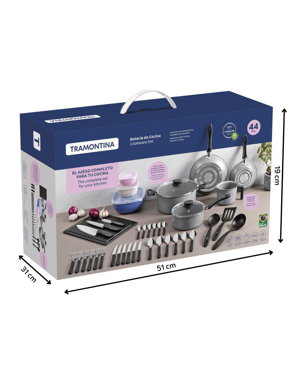 Batería de cocina Coimbra de aluminio antiadherente starflon max 44 piezas 12