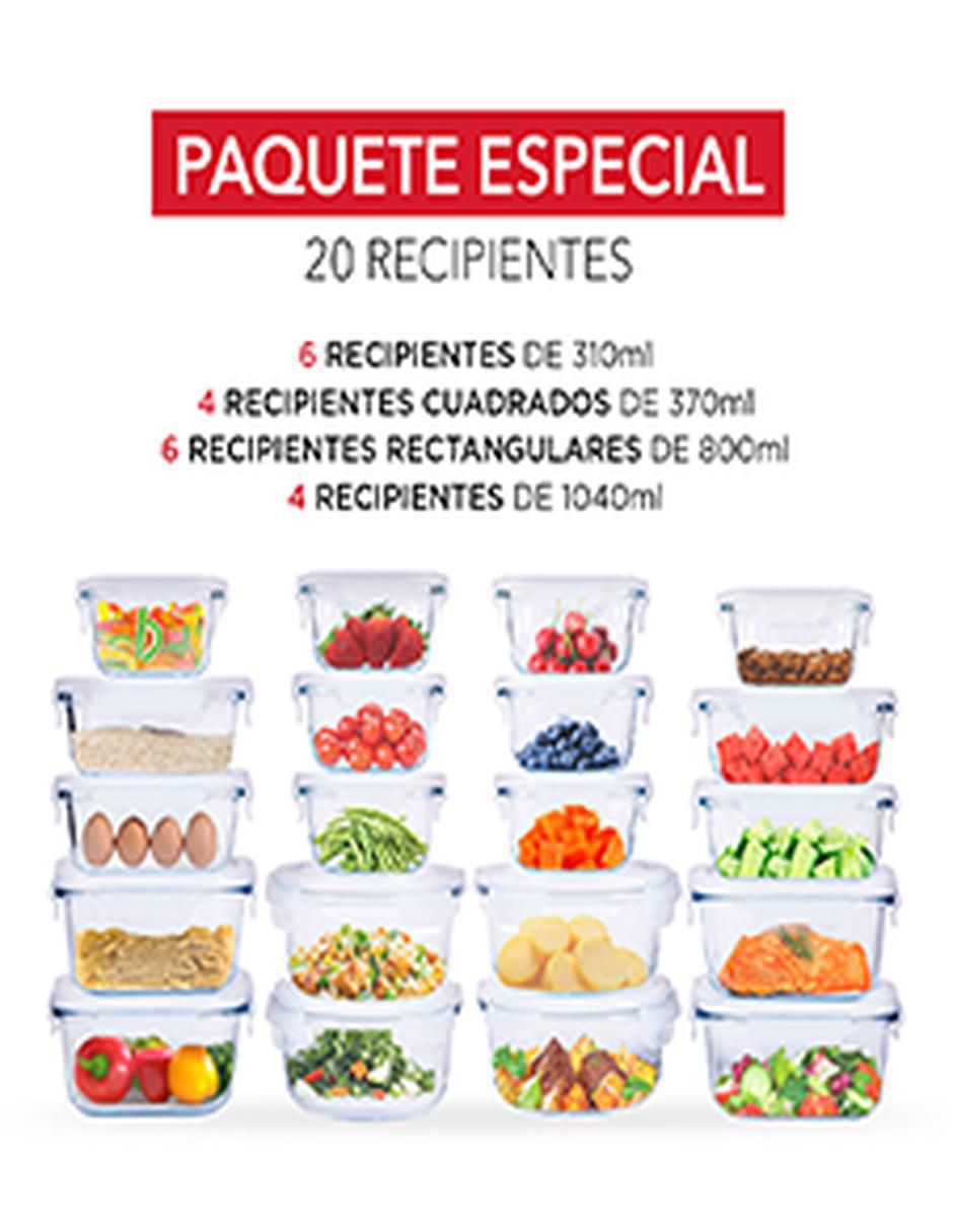 Set de contenedor para refrigerador no aplica no aplica "de" vidrio 20 piezas "piezas" 10