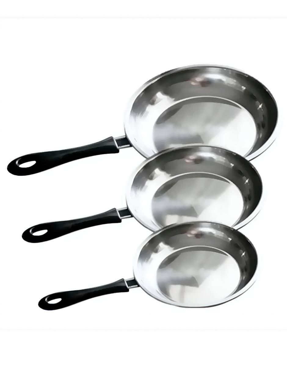 Set de sartenes de acero inoxidable 3 piezas Set de sartenes de acero inoxidable 3 piezas