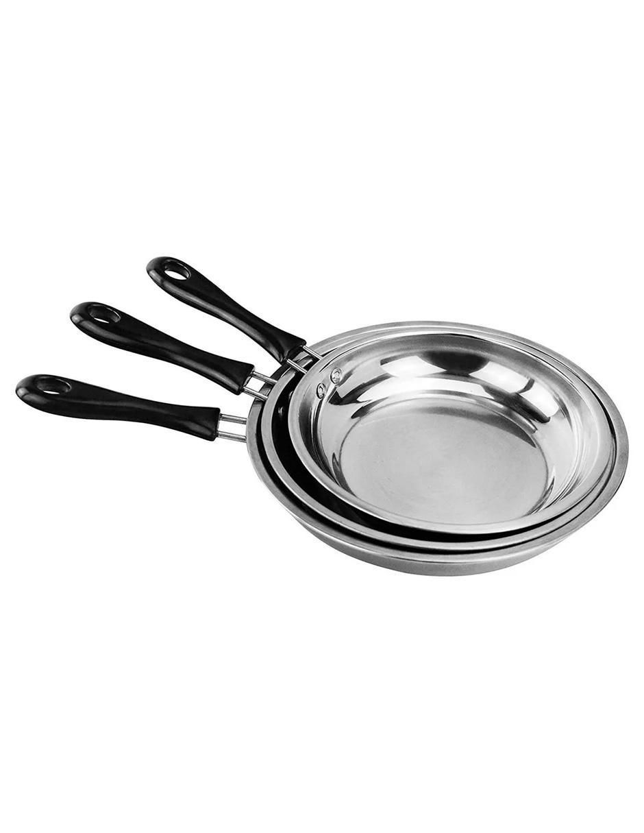 Set de sartenes de acero inoxidable 3 piezas