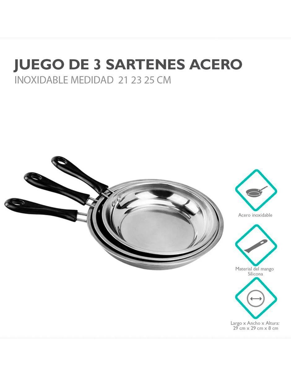 Set de sartenes de acero inoxidable 3 piezas
