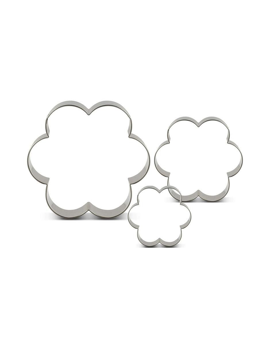 Set moldes acero inoxidable flor
