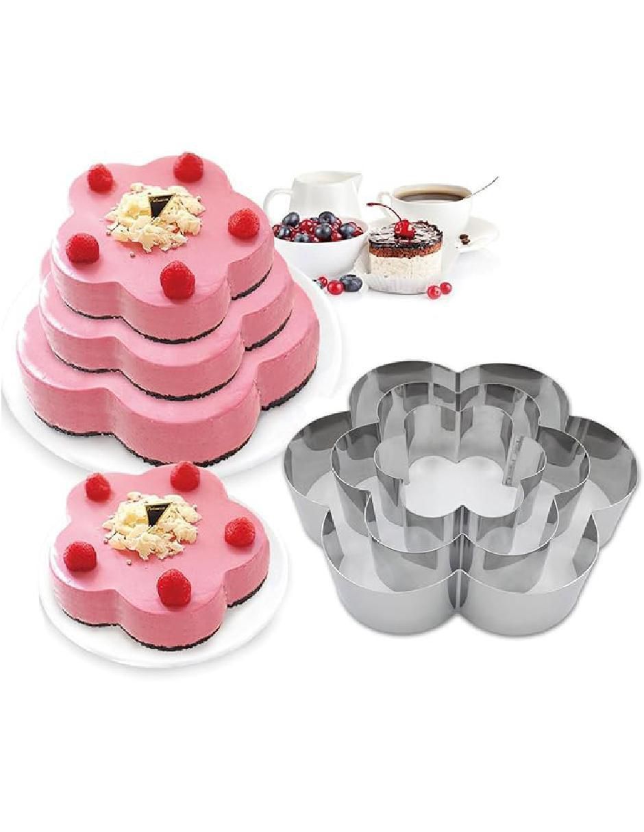 Set moldes acero inoxidable flor