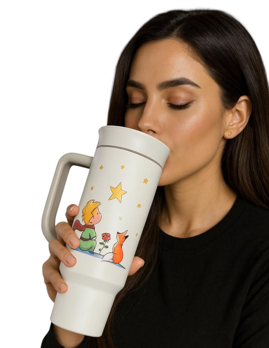 Termo de acero inoxidable El Principito con tapa rosca 1.2 L