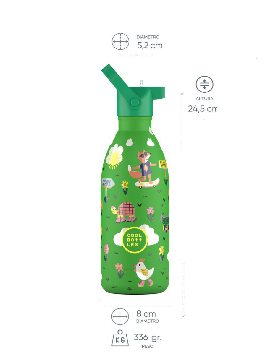 Botella de agua de acero inoxidable Kids Rolling Skaters con tapa rosca 500 ml 6
