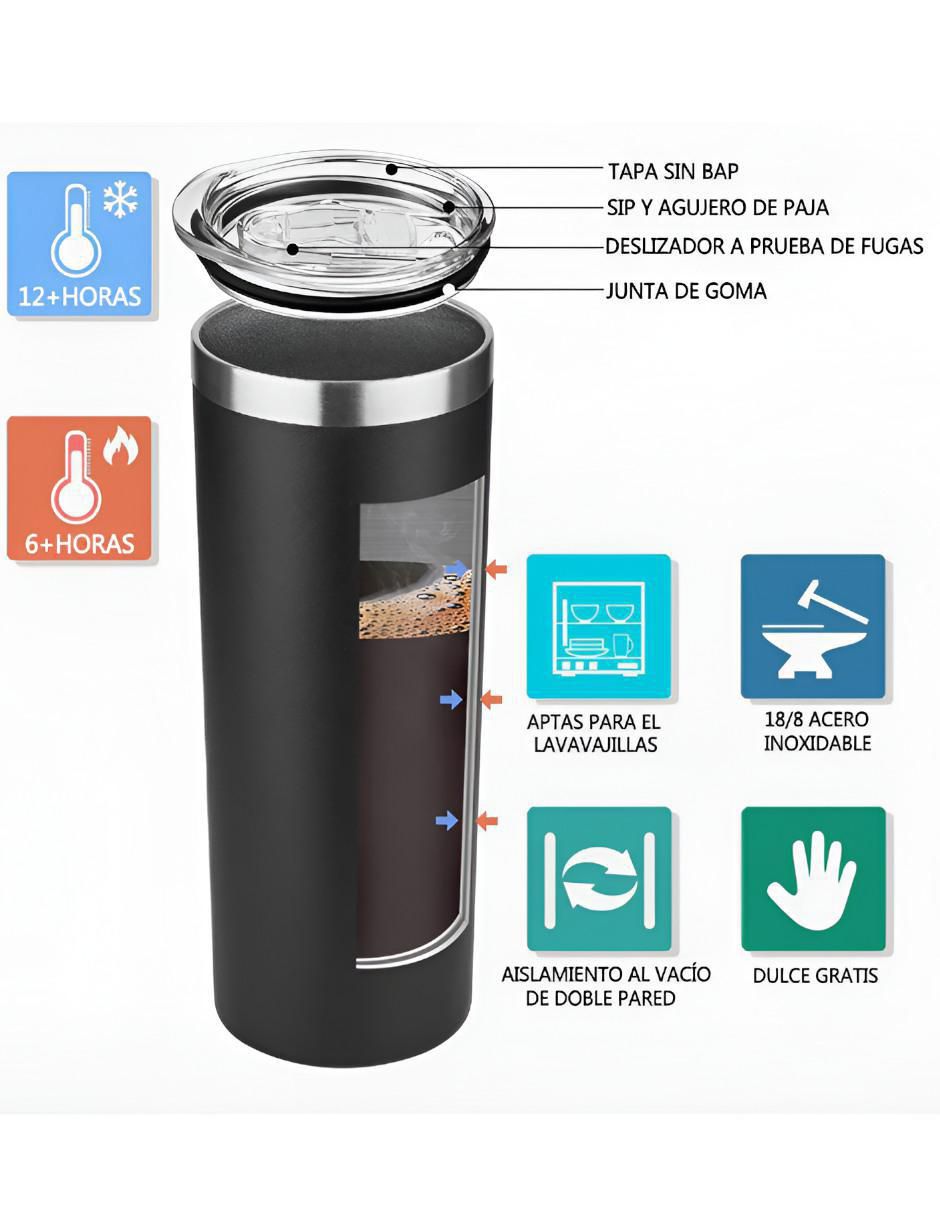 Termo de acero inoxidable con tapa flip top 600 ml