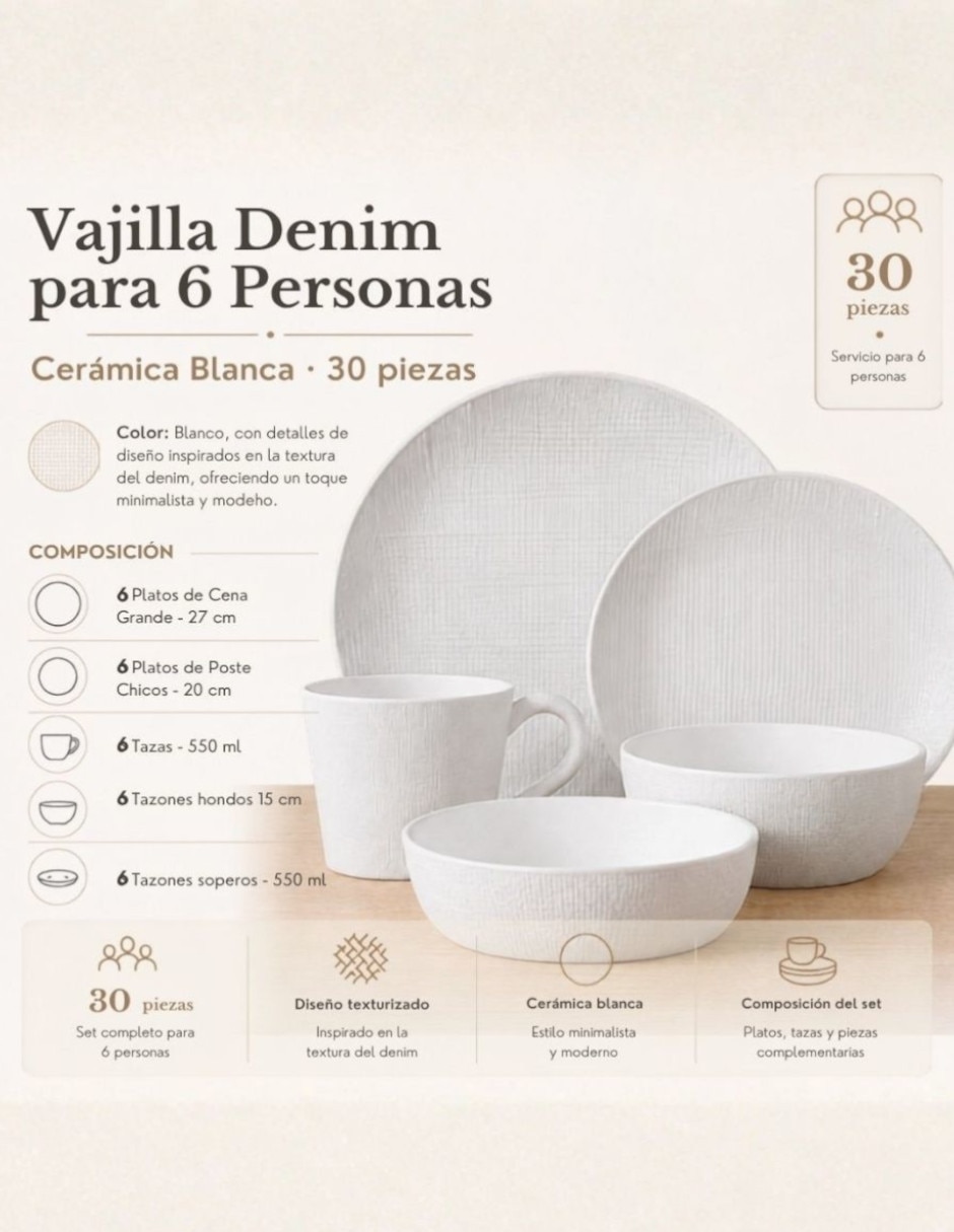 Vajilla cerrada de cerámica para 6 personas 6