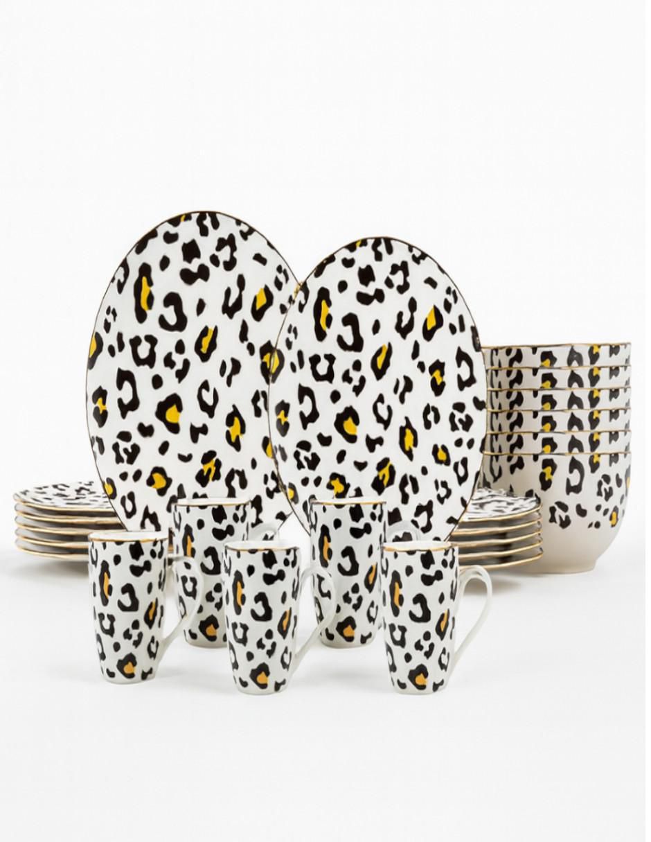 Vajilla cerrada animal print de cerámica para 6 personas Vajilla cerrada animal print de cerámica para 6 personas