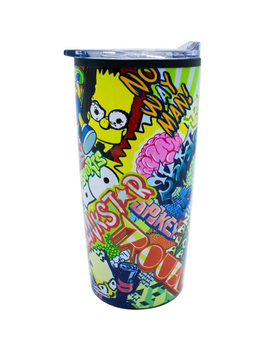 Termo doble pared de acero inoxidable Los Simpson con tapa a presión 450 ml Termo doble pared de acero inoxidable Los Simpson con tapa a presión 450 ml
