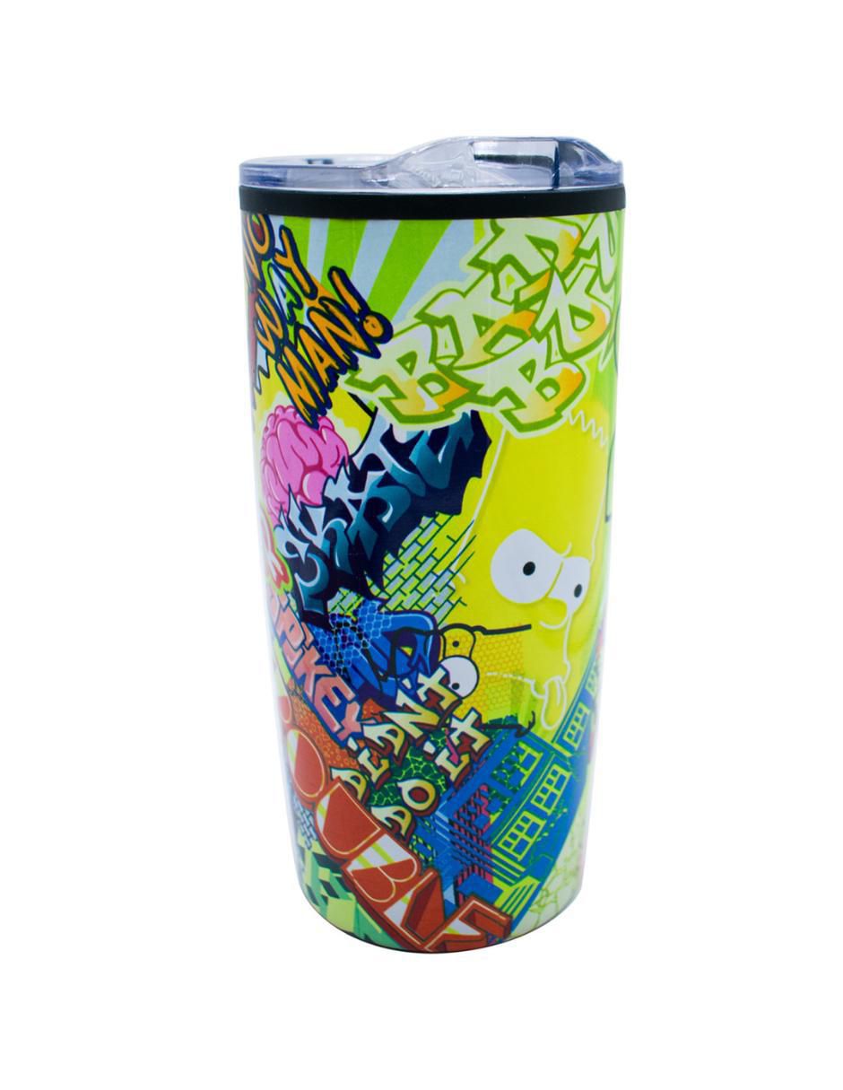 Termo doble pared de acero inoxidable Los Simpson con tapa a presión 450 ml 5