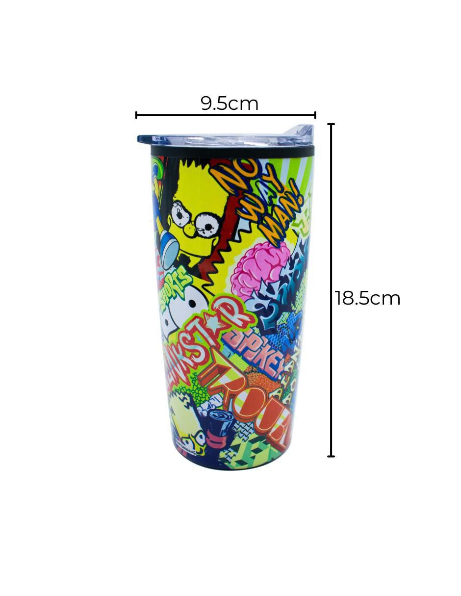 Termo doble pared de acero inoxidable Los Simpson con tapa a presión 450 ml 6