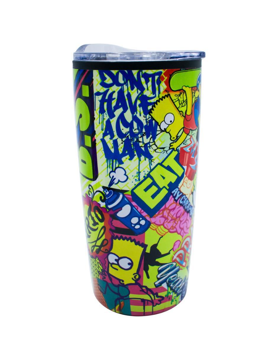 Termo doble pared de acero inoxidable Los Simpson con tapa a presión 450 ml 4