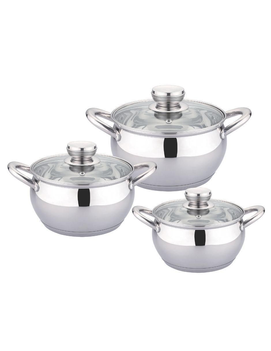 Batería de cocina de acero inoxidable antiadherente combinado 3 piezas