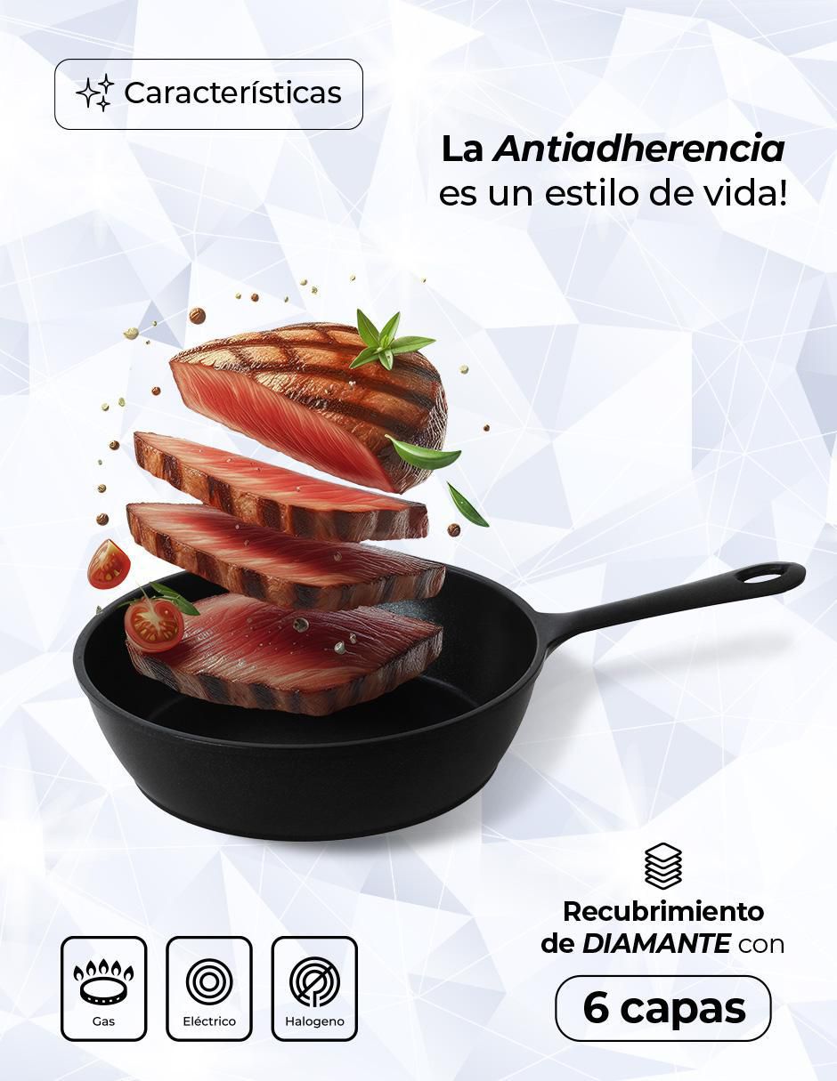 Sartén DIAMANTE de aluminio anodizado