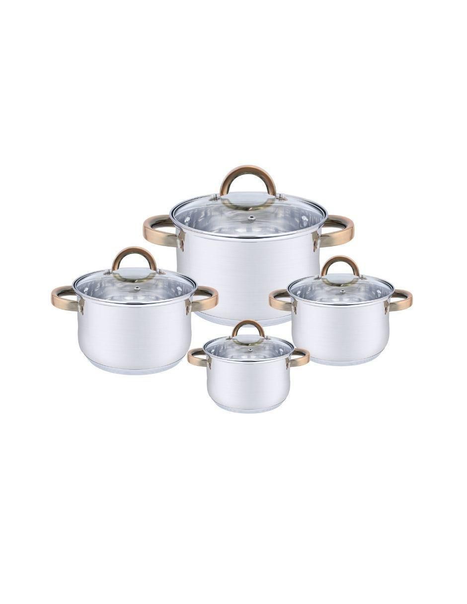 Batería de cocina de acero inoxidable antiadherente convencional 8 piezas Batería de cocina de acero inoxidable antiadherente convencional 8 piezas
