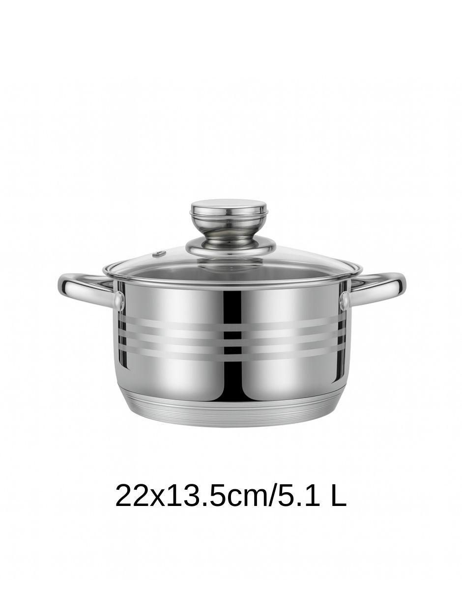 Batería de cocina de acero inoxidable antiadherente combinado 6 piezas 3