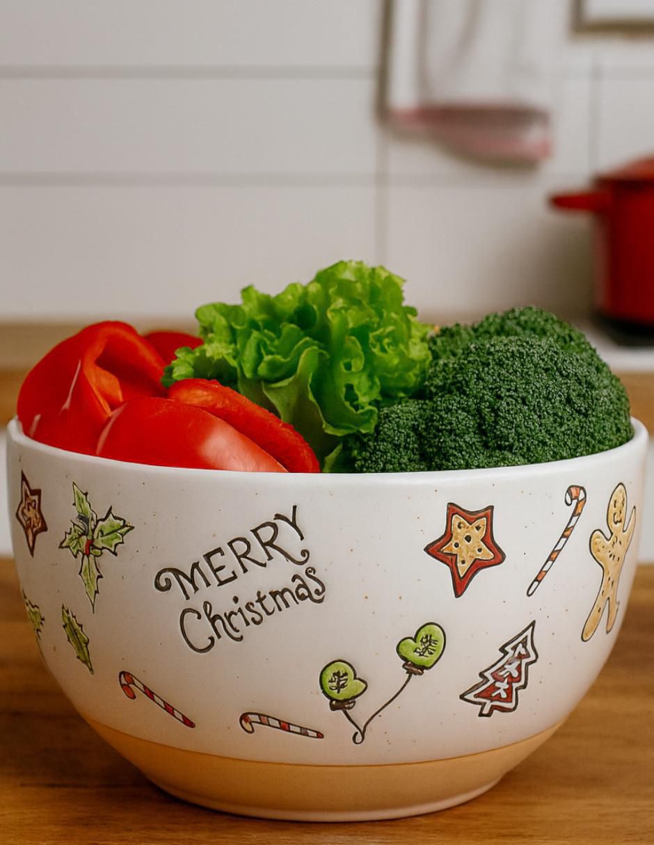 Ensaladera merry christmas de cerámica 2