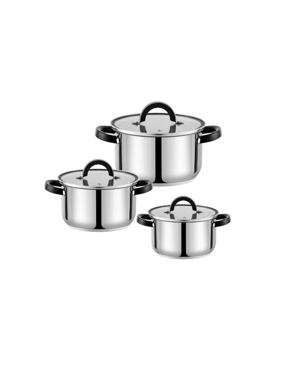 Batería de cocina de acero inoxidable antiadherente combinado 3 piezas