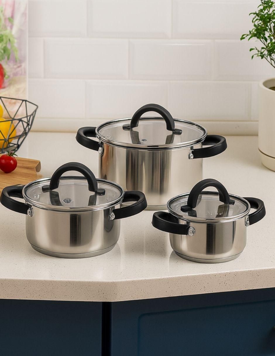Batería de cocina de acero inoxidable antiadherente combinado 4 piezas 5